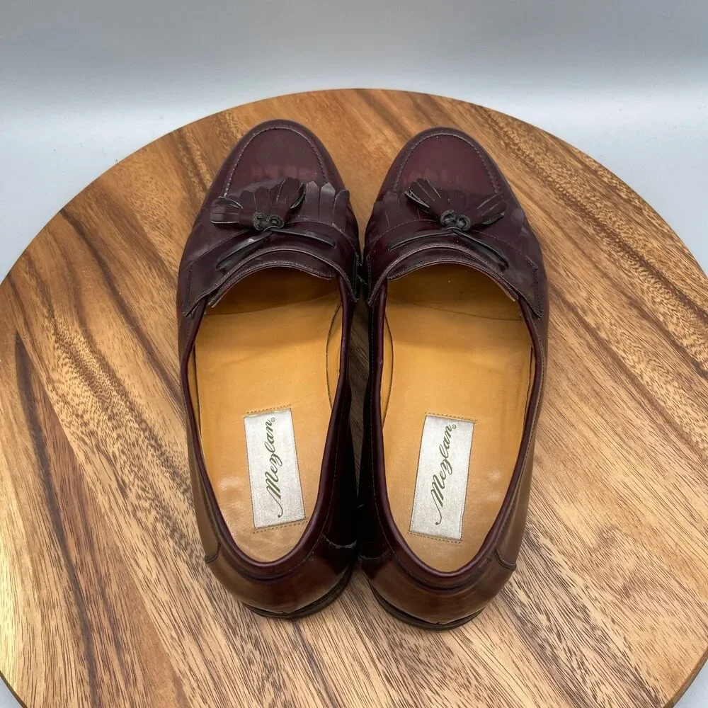 Mezlan Loafers Mens 10 W Burgundy Leather Tassels Slip On Spain Dress Shoes